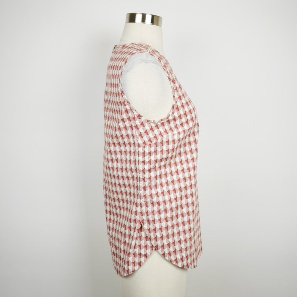 J.CREW Brown pink geometric sleeveless blouse - Picture 6 of 9